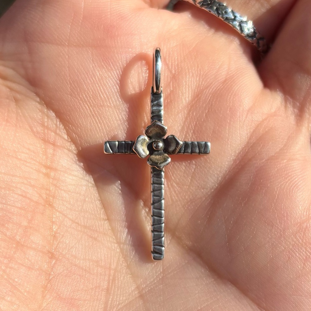 James Avery Silver and Bronze Cross Pendant